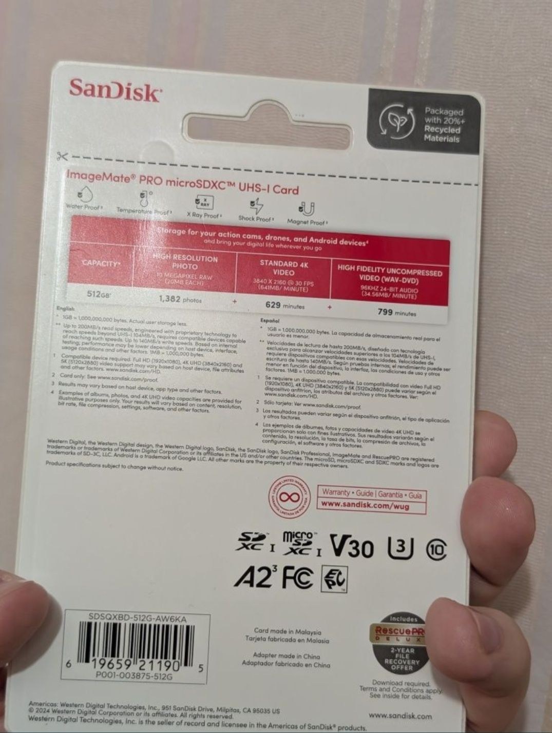 Карта памяти micro SD SanDisk ImageMate Pro SDXC 512GB UHS-I U3 V30 A2