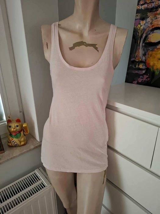 S 36 H&M jasnoróżowy tank top na ramiączkach bawełniany Soft Grunge