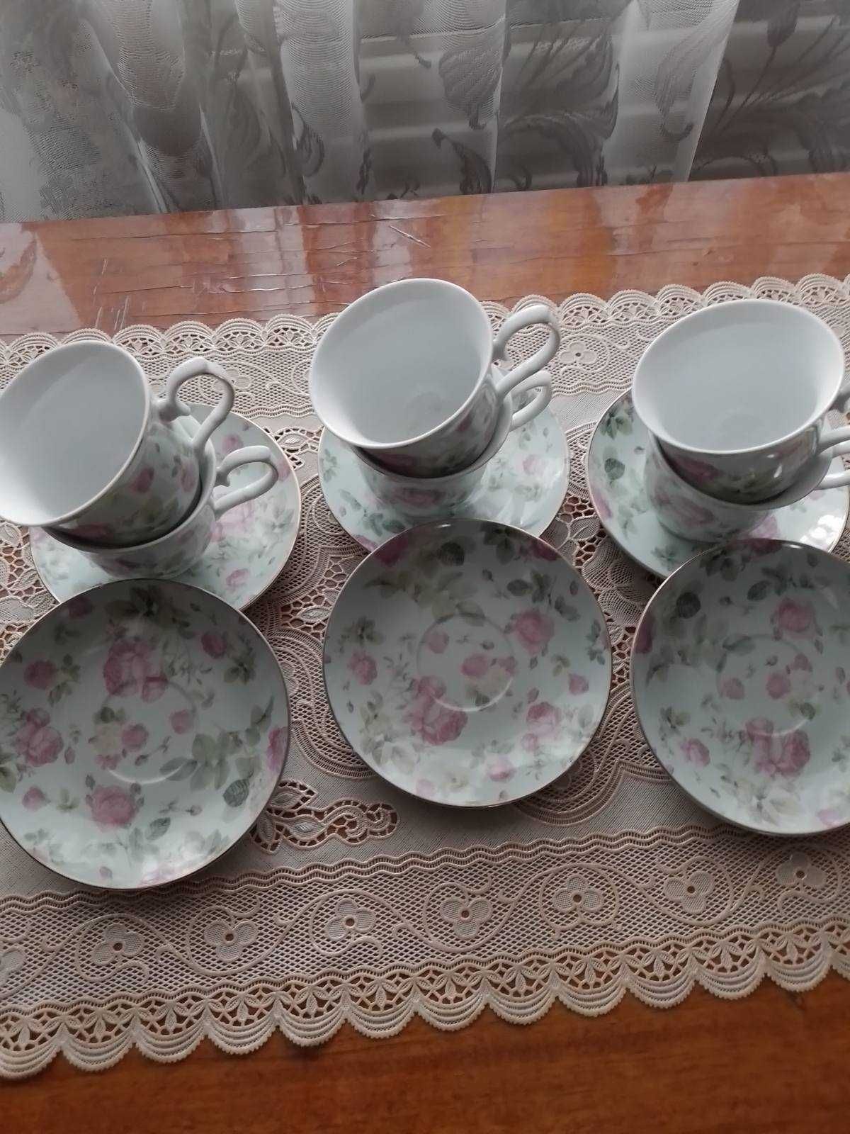 Чайный набор на подставке, набор чашек и блюдец 6 шт