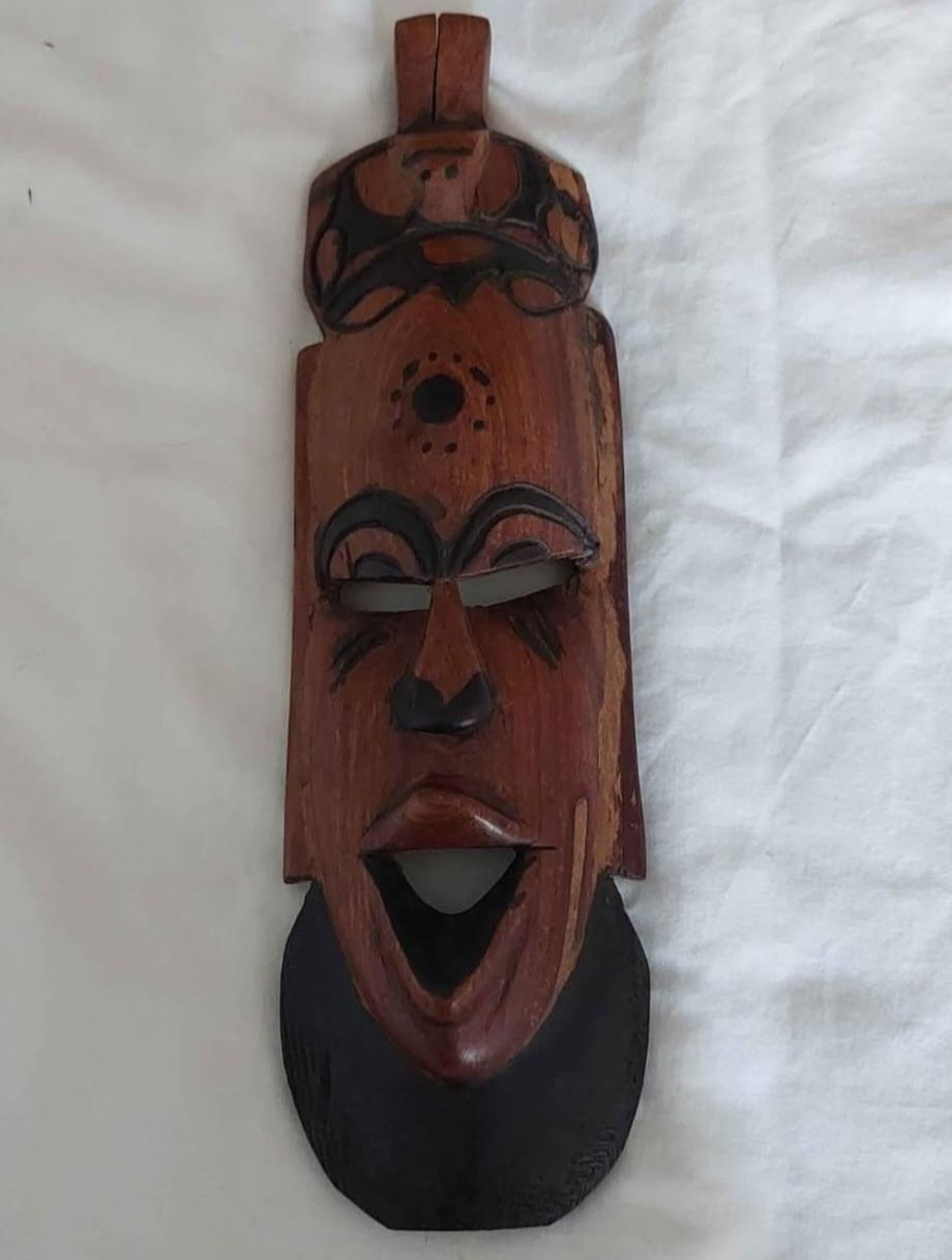 Par de máscaras Africanas Senegal esculpidas em madeira