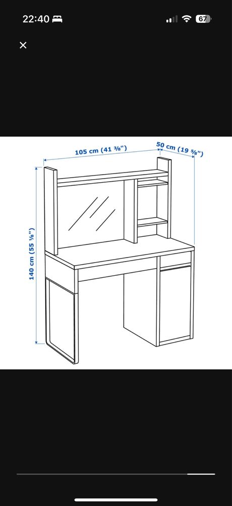 Biurko Micke ikea 105x50 białe dla dzieci
