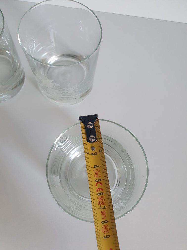 Szklanki do whisky szlifowane bażant PRL motyw myśliwski grube dno