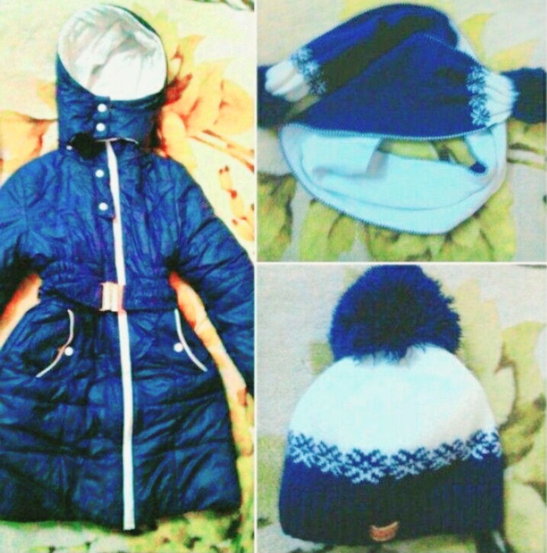 Зимняя тёплая куртка+шапка+шарф/набор/комплектна девочку 10-12лет