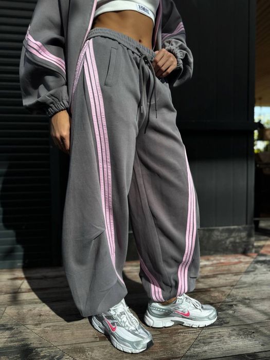 Інтернет-магазин‼️ костюм жіночий теплий на флісі оверсайз з лампасами