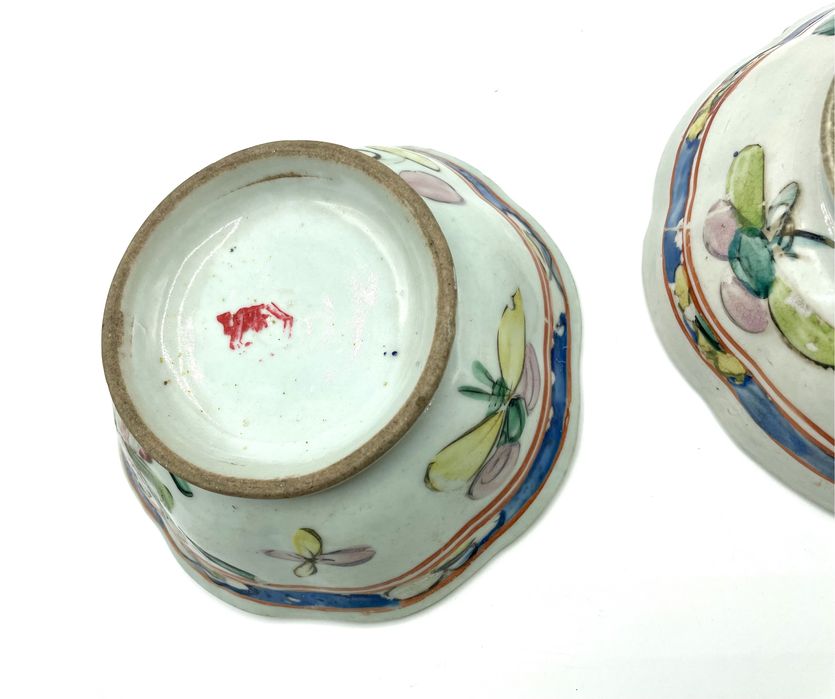 Par de taças porcelana chinesa Qing Dynasty Guangxu século 19 antigas