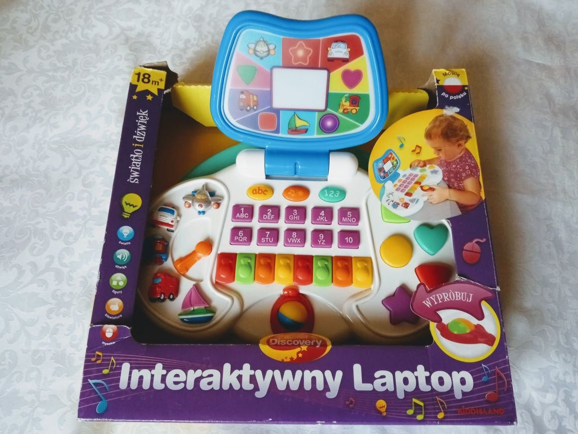 laptop, interaktywny, dumel, liczby, literki, figury, melodie,komputer