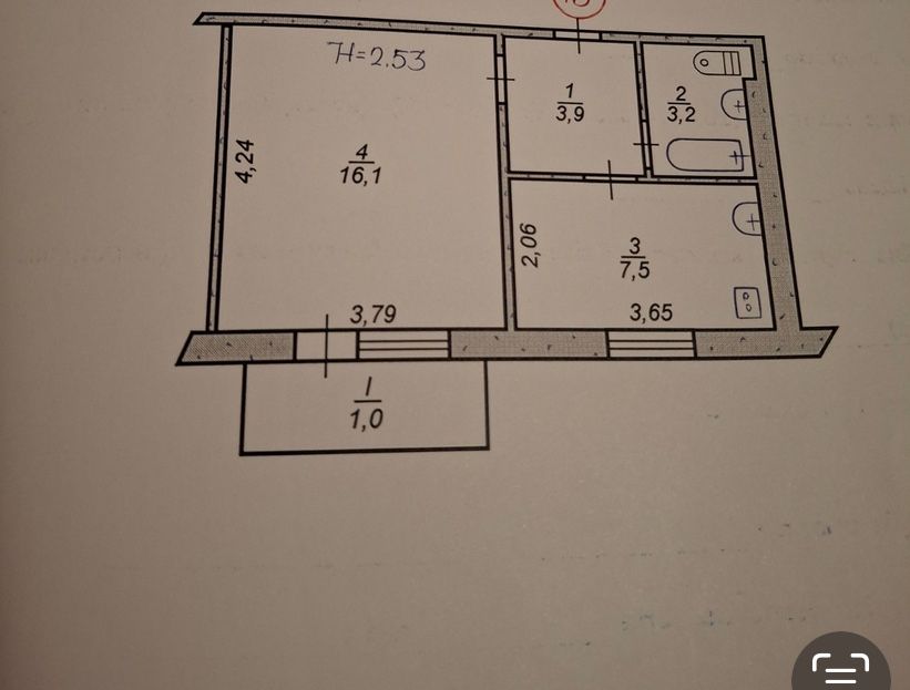 Продается 1-ком.квартира на 1 Восточном .