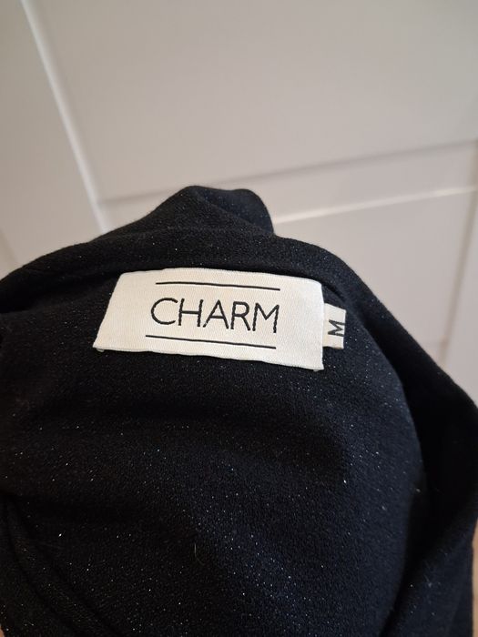 CHARM czarna bluzka damska brokat połyskującą M