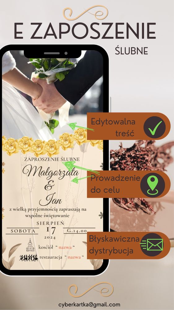 Mobilne zaproszenie ślubne z funkcja click & go