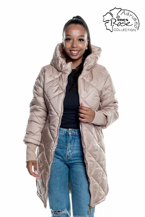 Płaszcz kurtka zimowa długa damska beżowa 38