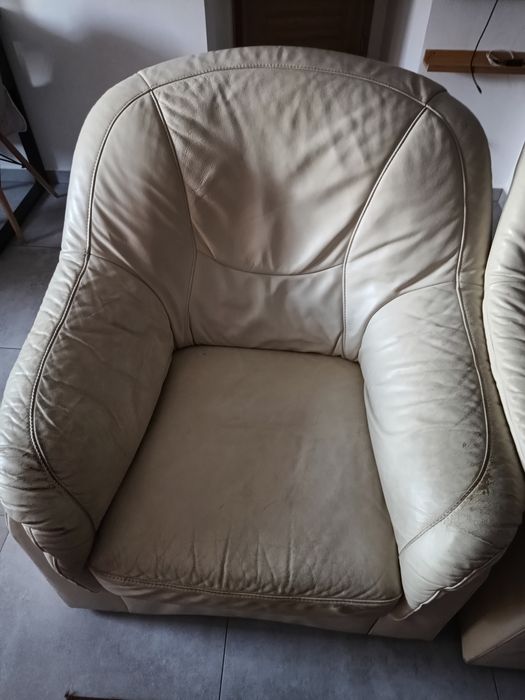 Sofa kanapa rozkładana +fotel skórzany