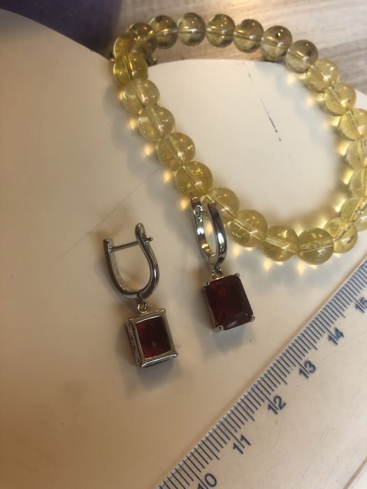 Kolczyki nano rubiny szlifu emerald 8mm x6