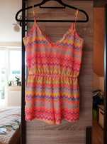 Neonowy aztecki letni kombinezon papaya s 36 kolorowy neon boho Etno