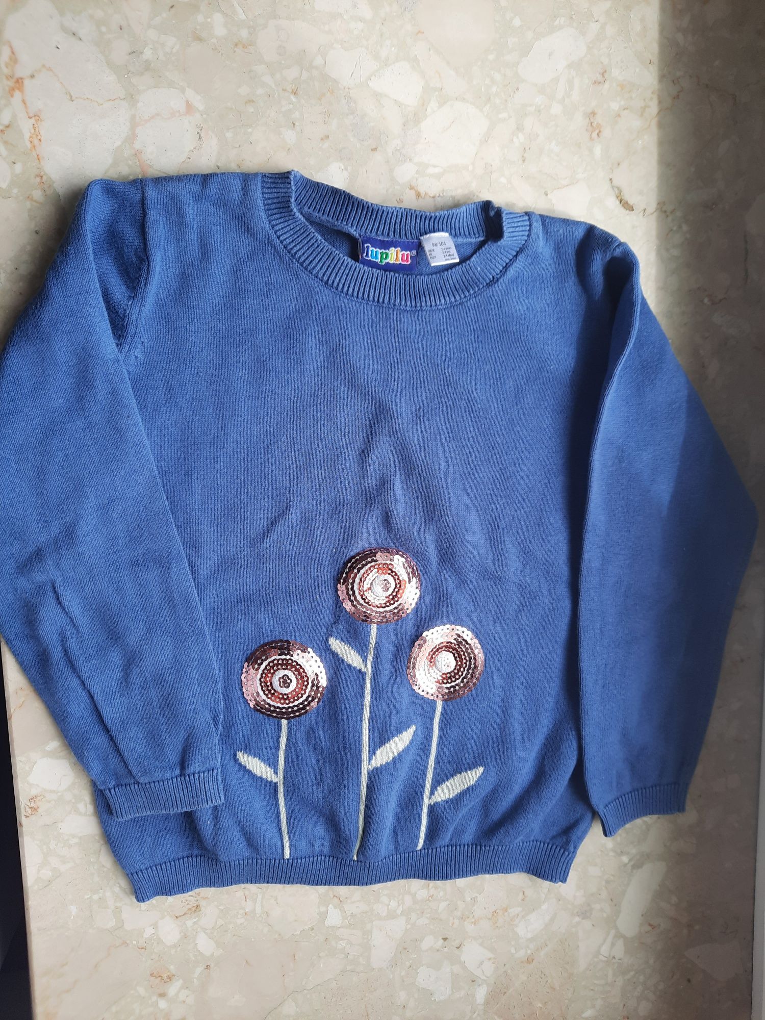 Sweterek dla dziewczynki z cekinową aplikacją Lupilu 2-4 lata 98/104