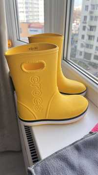 Резиновые сапоги носок Crocs Kids Crocband Rain Boot J2 33-34 Желтые