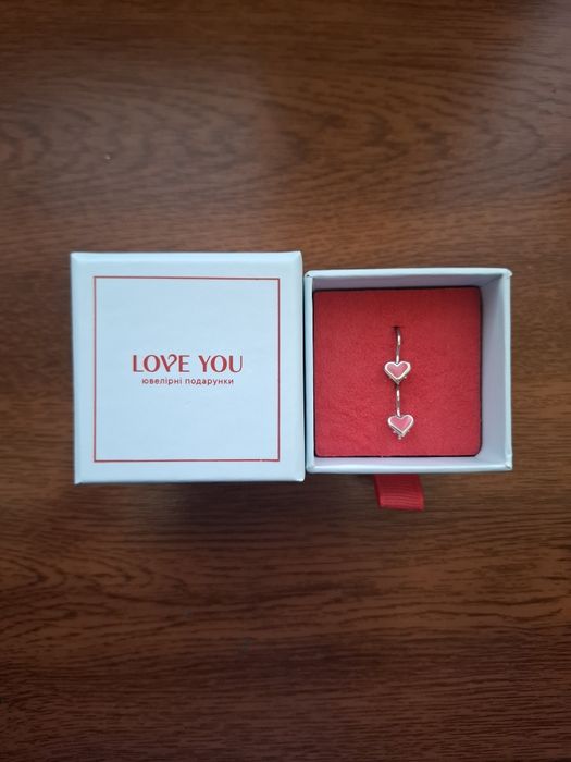 Срібні сережки кульчики сердечка