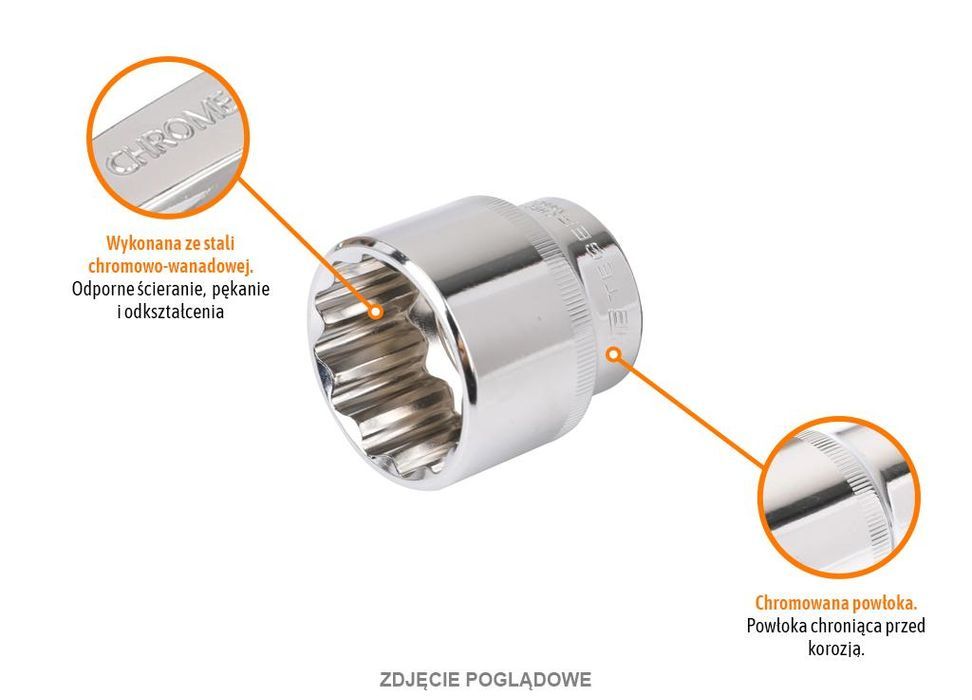 Klucz nasadowy 1/2" dwunastokątny 30 mm / TEGER