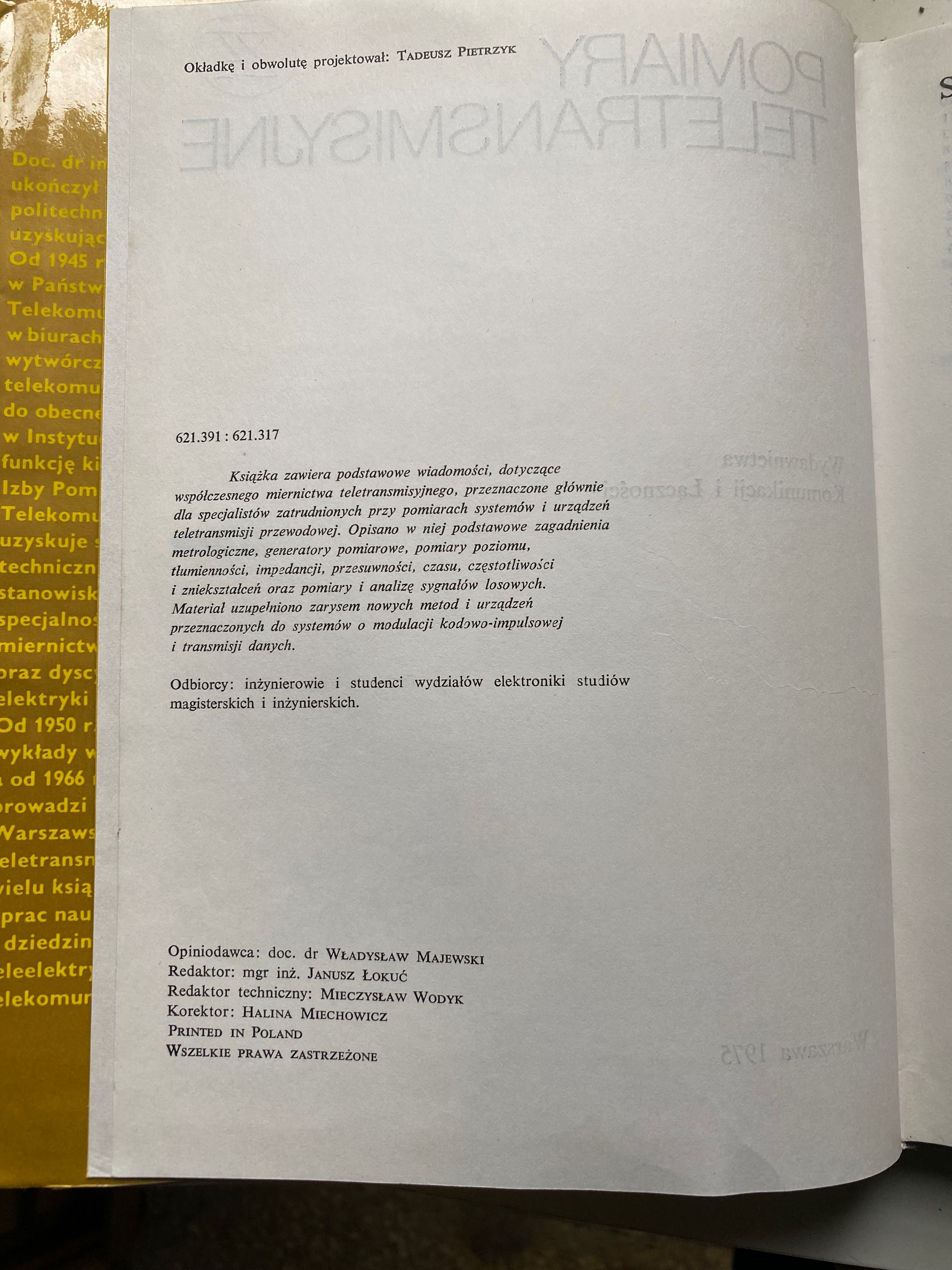 Książka Pomiary teletransmisyjne