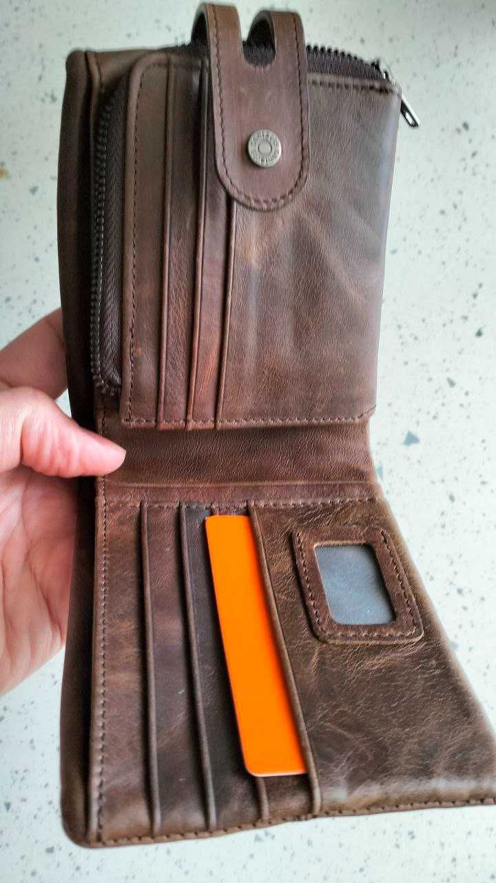 Кожаный мужской кошелёк, качественный, стильный подарок.
