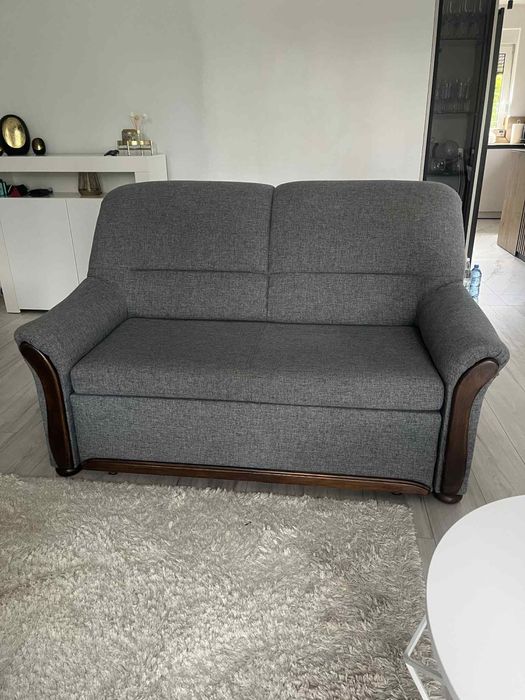 Komplet kanap kanapa z funkcją spania + pufa, sofa, sofy, pojemnik