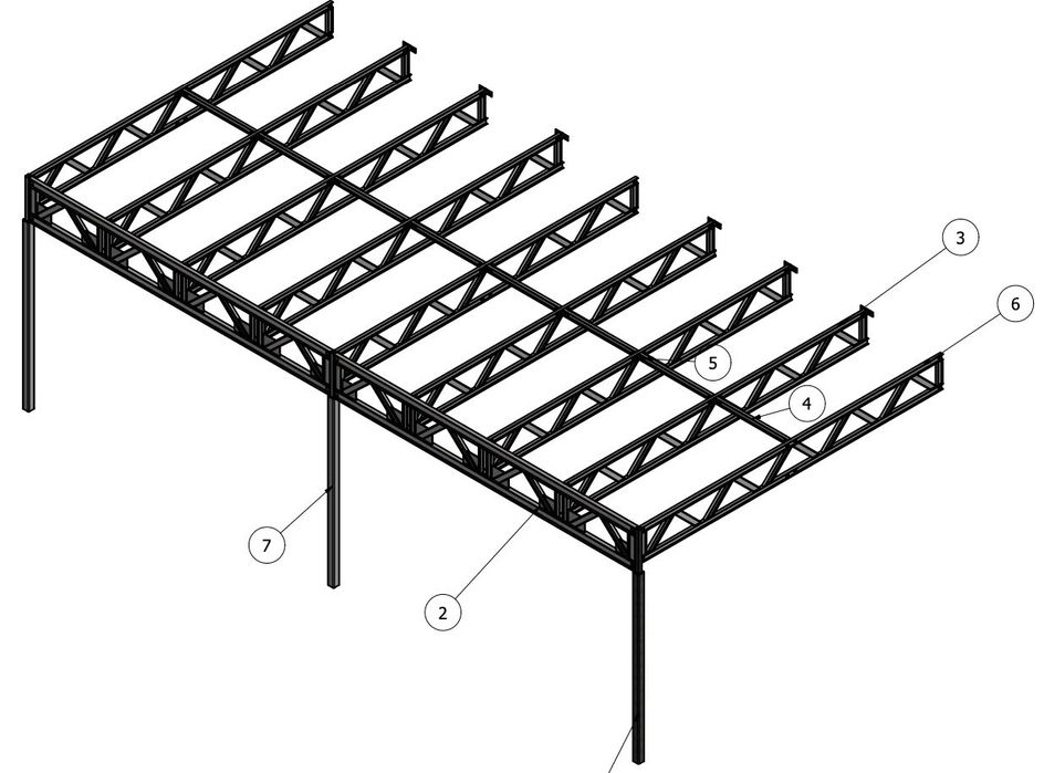 Antresola Modułowa Stalowa  (3m prześwitu) 1500 kg/m2 - 180m2 komplet