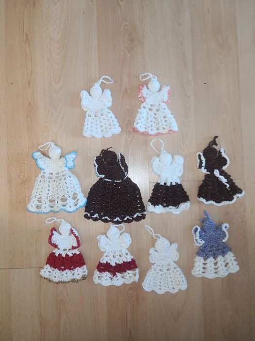 Szydełkowe aniołki na choinkę  Ręcznie robione ozdoby świąteczne han