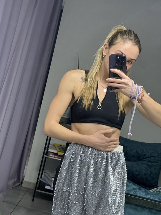 Юбка с паетками сіра