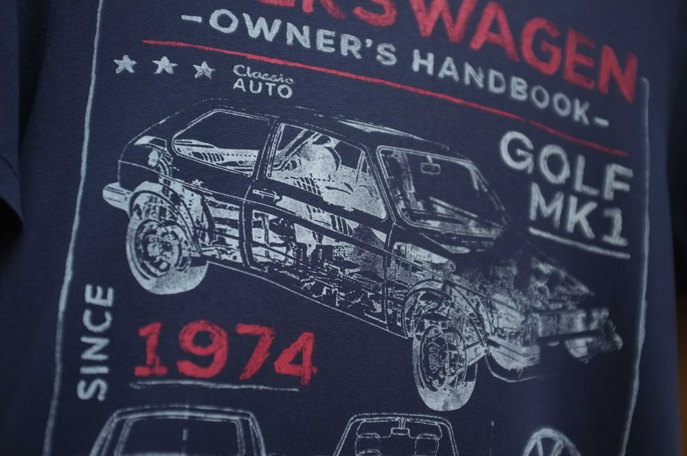 granatowy T-shirt koszulka Volkswagen Official Golf MK1 Classic Auto S
