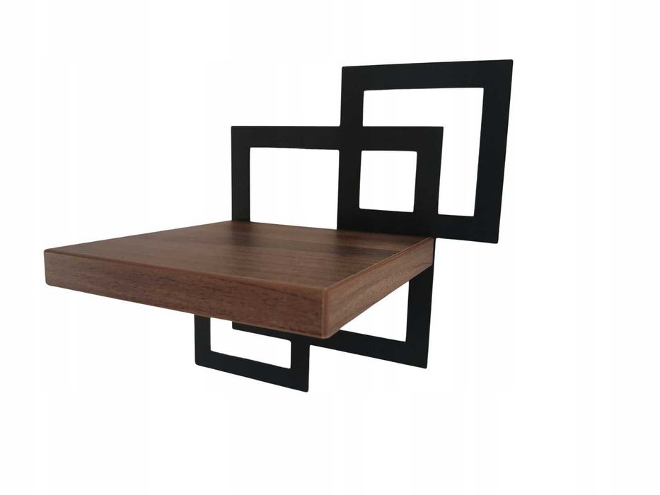 Kwietnik ścienny, wiszący, półka metal i drewno