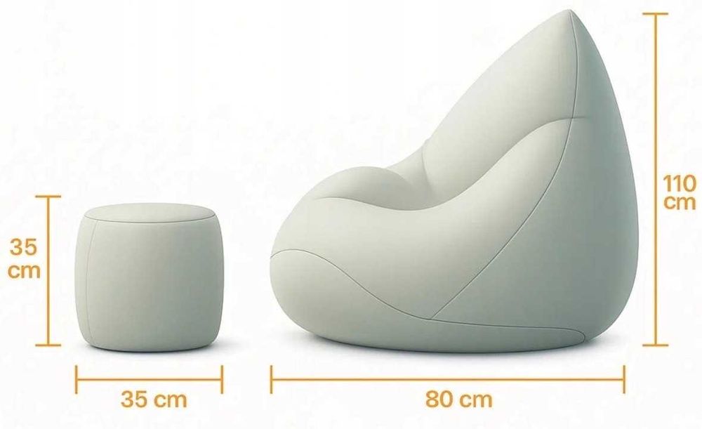 Stylowa Pufa Fotel Leżak Krzesło Siedzisko Worek + Podnóżek