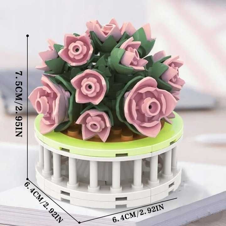 klocki konstrukcyjne 3D wieczny bukiet kwiatów z klocków kwiaty 8+