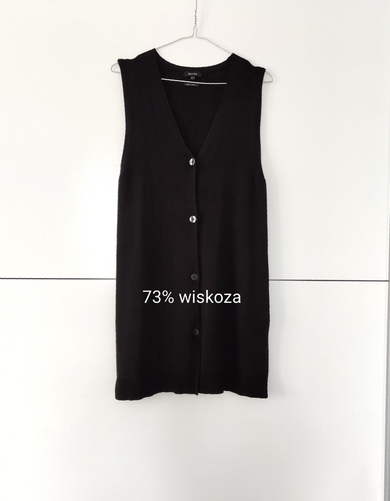 Kamizelka Massimo dutti 36 S czarna wiskozowa długa na guziki