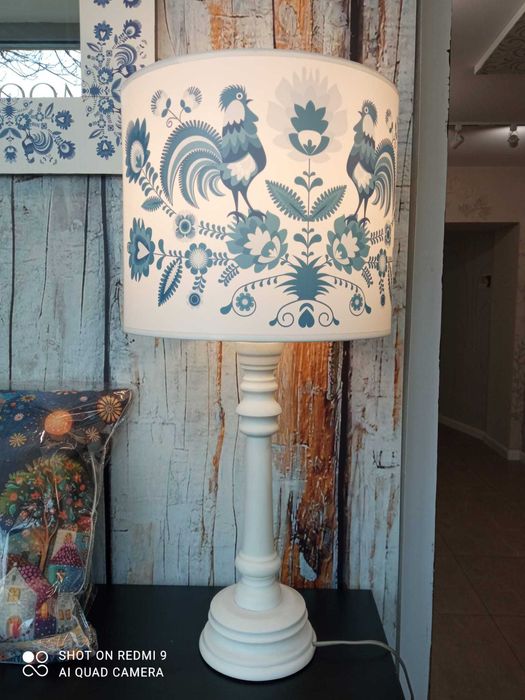zestaw lampa + lustro w ramie malowanej