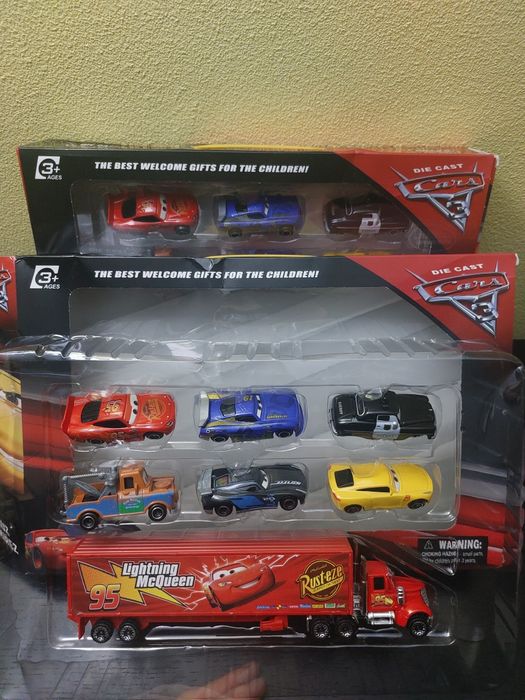 Conj 6 carros faísca McQueen + camião NOVO