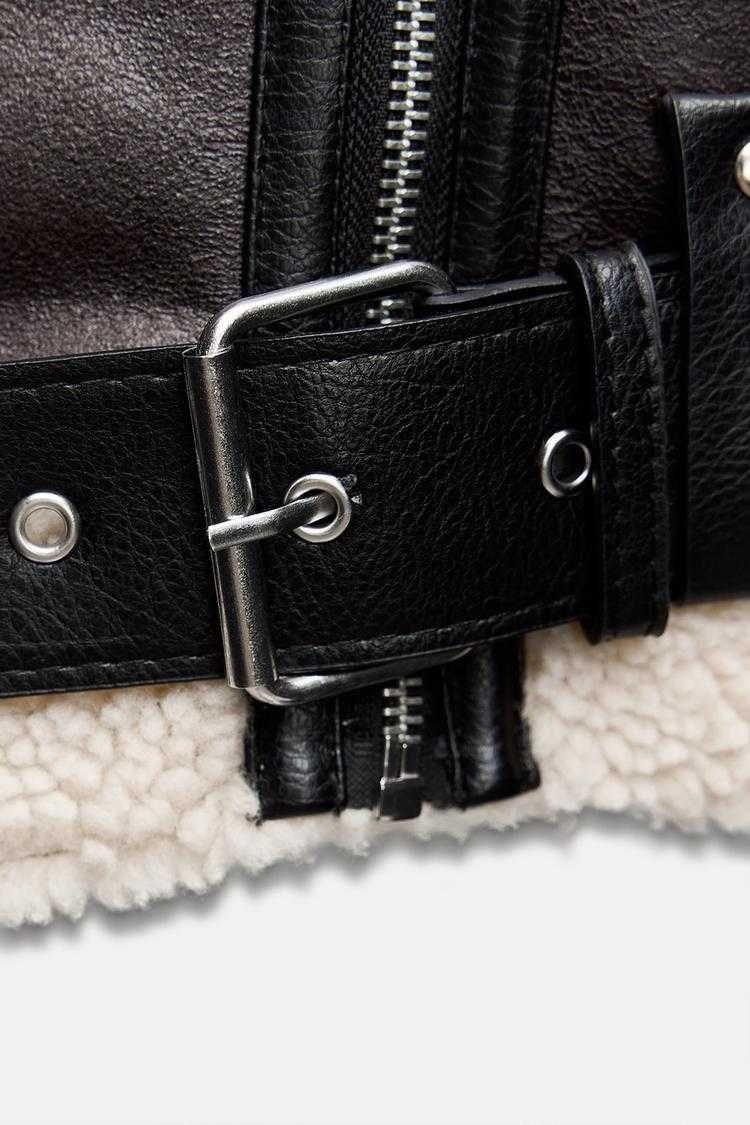kurtka kożuch kożuszek double-faced long jacket Zara 36 S