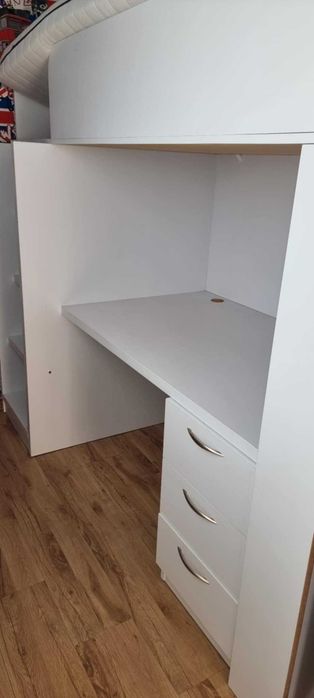 Łóżko piętrowe białe 80x200 z biurkiem