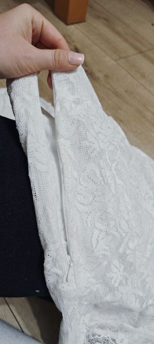 Ażurowy nowy komplet damski dwuczęściowy z koronki bluza + szorty