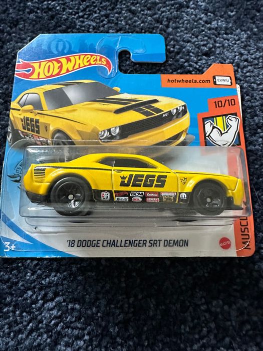 hot wheels 18 dodge challenger srt demon żółty jegs