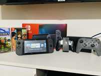 Nintendo Switch V2 2022 Dock Pady Pudełko 2Gry Okablowanie