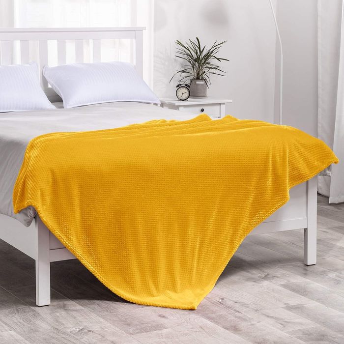 MIULEE Flanelowy koc wzór 127x153 miękki, ciepły złoty orange