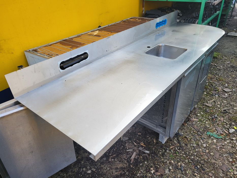 Blat stół gastronomiczny duży 70x237cm zlew + szafka, Stal Nierdzewna
