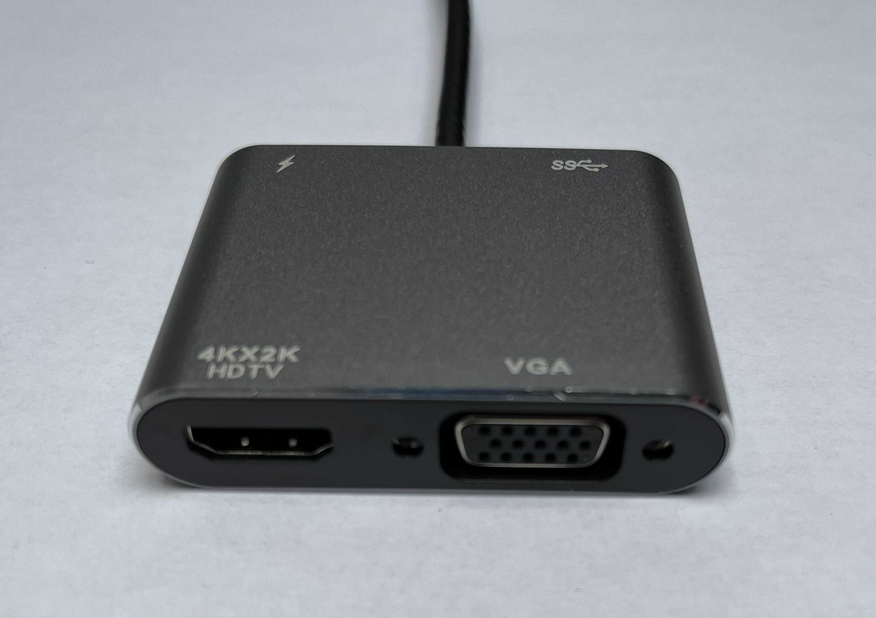 Адаптер Usb type c Hub 4 в 1 HDMI VGA 4K 30Hz хаб hub без коробки