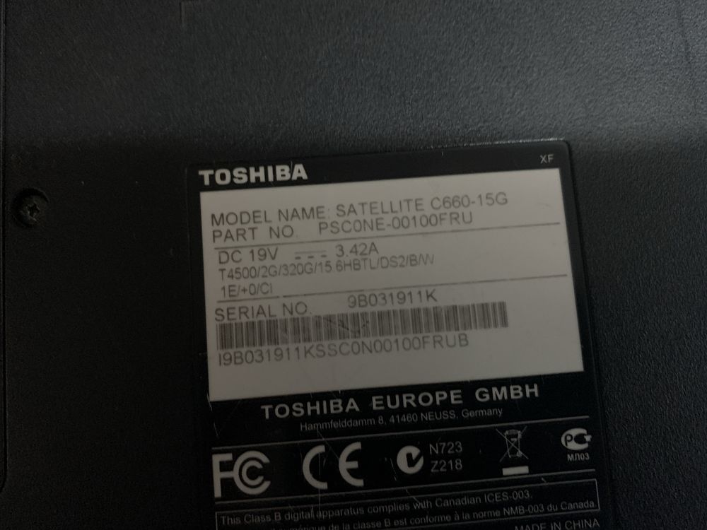 Продам ноутбук Toshiba Satellite C660-15G