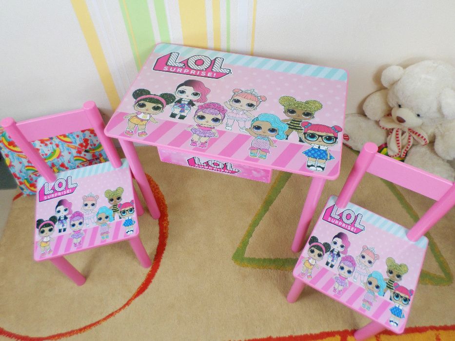 Детский стол и стул "Кукла Лол-Lol dolls" столик-парта 1-7лет (дерево)