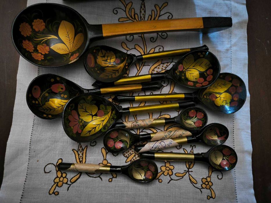 Ложки деревянные, расписные, 11 штук