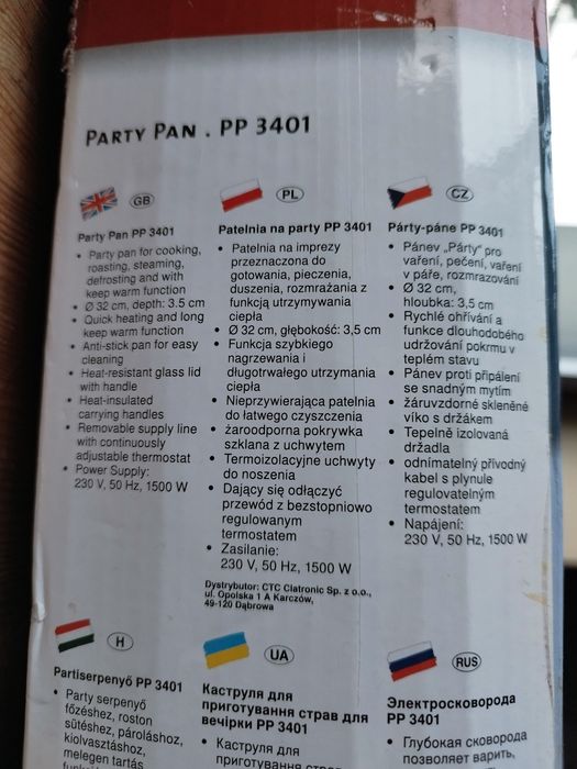 Patelnia elektryczna CLATRONIC PP3401 teflon na imprezy przyjęcia