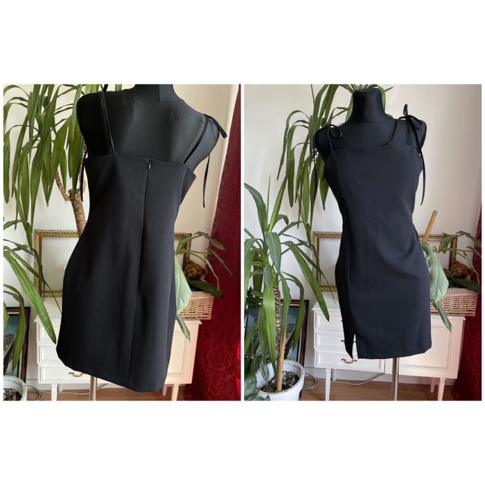 Mała czarna sukienka mini L 40 oasis rozcięcie ramiączka