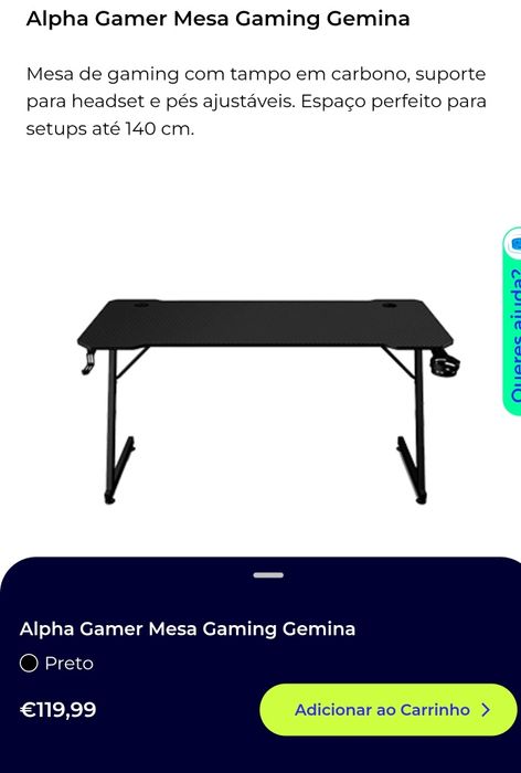 Mesa Alpha Gamer Mesa Gaming
Mesa de gaming com tamono, su