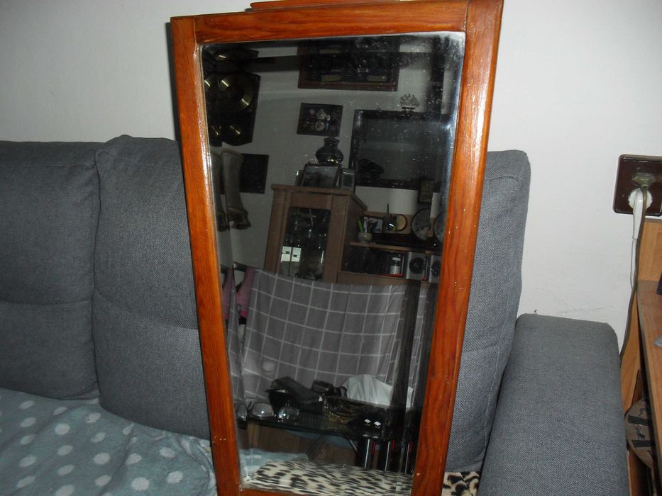 lustro w drewnianej kryształowe ramie z prl