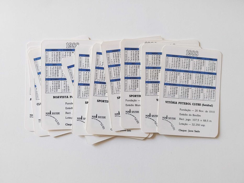 16 calendários EMBLEMAS de CLUBES de PORTUGAL 1988 | futebol